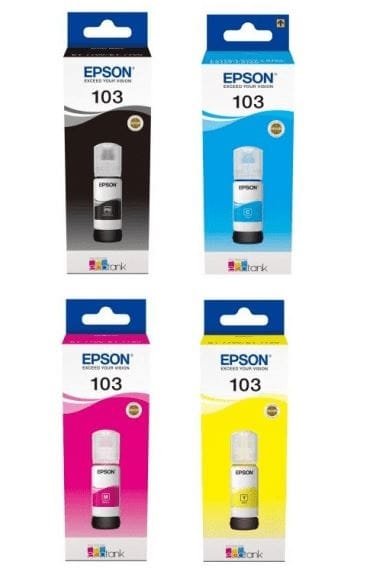 Confezione multipla 4 flaconi d’inchiostro Originali Epson 102 nero, ciano, magenta, giallo